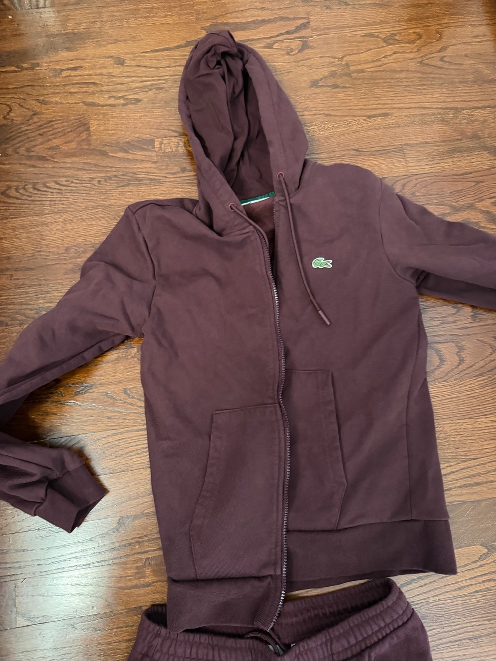 Lacoste Men's Deep Burgundy Full-Zip Hoodie Jacket and sweatpants